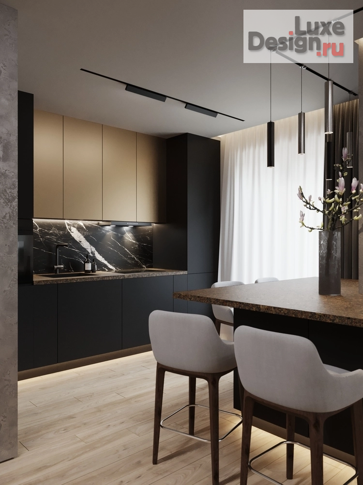 Дизайн интерьера гостиной "Двушка // совмещенная гостиная кухня // Дизайн студия Льва Терехова" (фото 6)