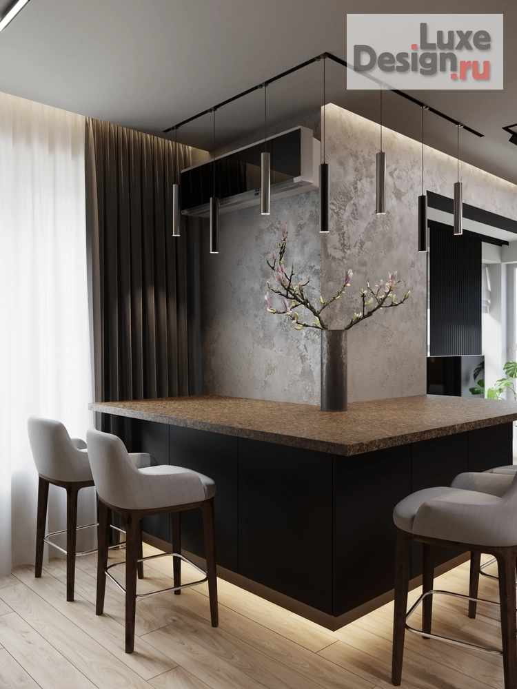 Дизайн интерьера гостиной "Двушка // совмещенная гостиная кухня // Дизайн студия Льва Терехова" (фото 7)