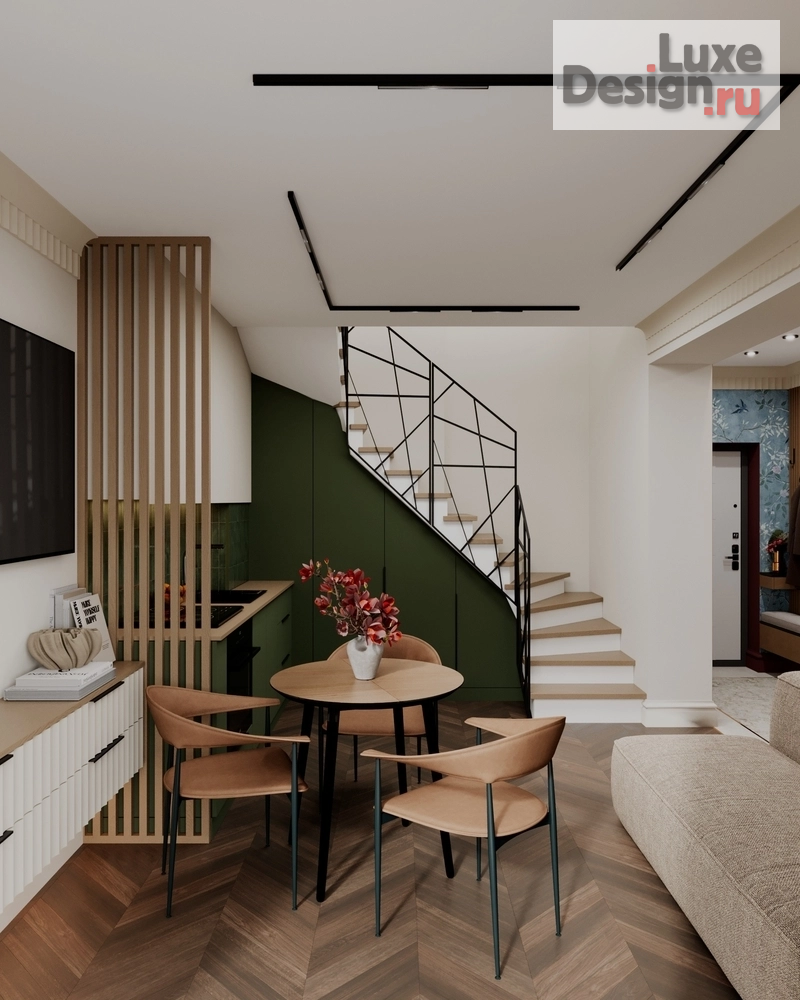 Дизайн интерьера однокомнатной квартиры "Однушка в двух уровнях // Дизайн студия Льва Терехова"" (фото 2)