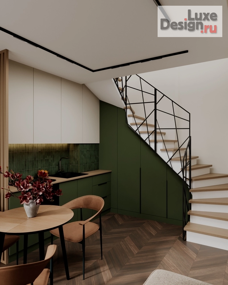 Дизайн интерьера однокомнатной квартиры "Однушка в двух уровнях // Дизайн студия Льва Терехова"" (фото 3)