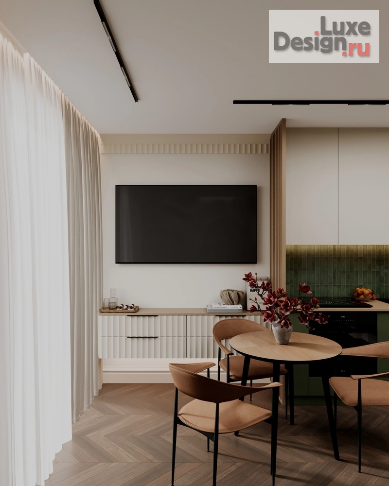 Дизайн интерьера однокомнатной квартиры "Однушка в двух уровнях // Дизайн студия Льва Терехова"" (фото 5)