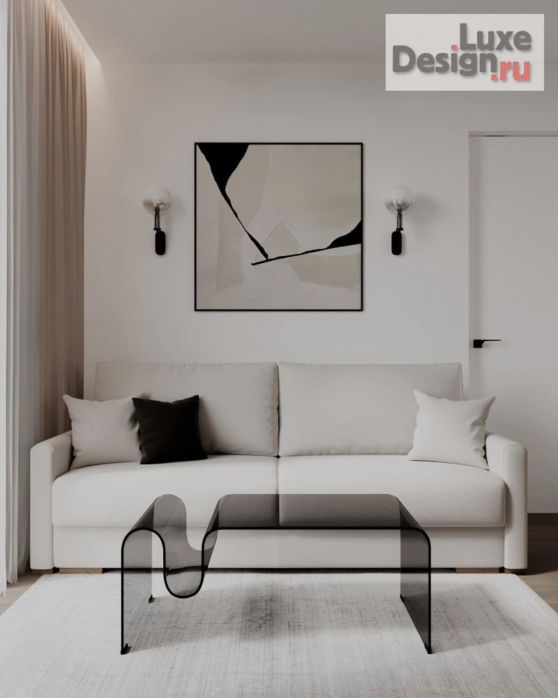 Дизайн интерьера однокомнатной квартиры "Гостиная - спальня// Дизайн студия Льва Терехова" (фото 1)