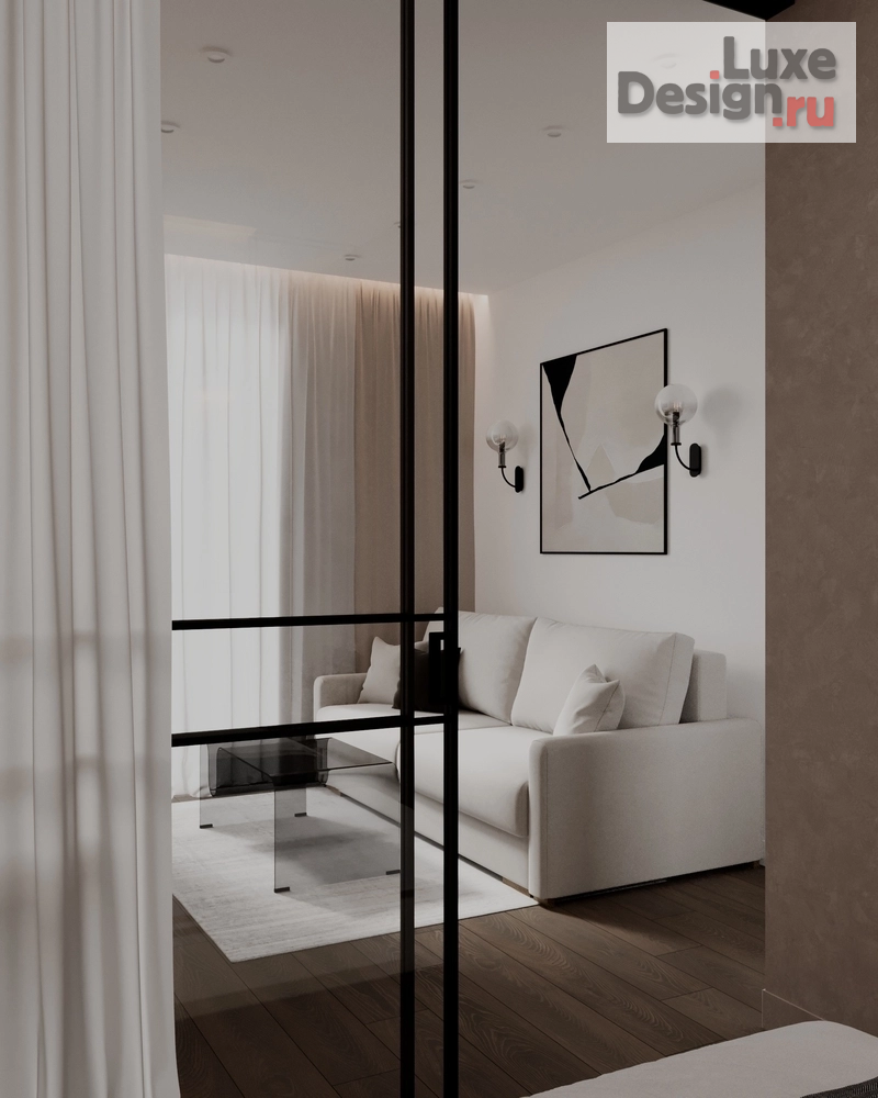 Дизайн интерьера однокомнатной квартиры "Гостиная - спальня// Дизайн студия Льва Терехова" (фото 6)