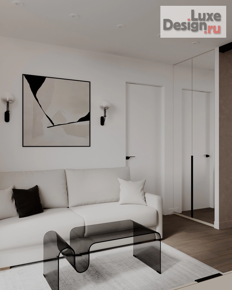 Дизайн интерьера однокомнатной квартиры "Гостиная - спальня// Дизайн студия Льва Терехова" (фото 7)