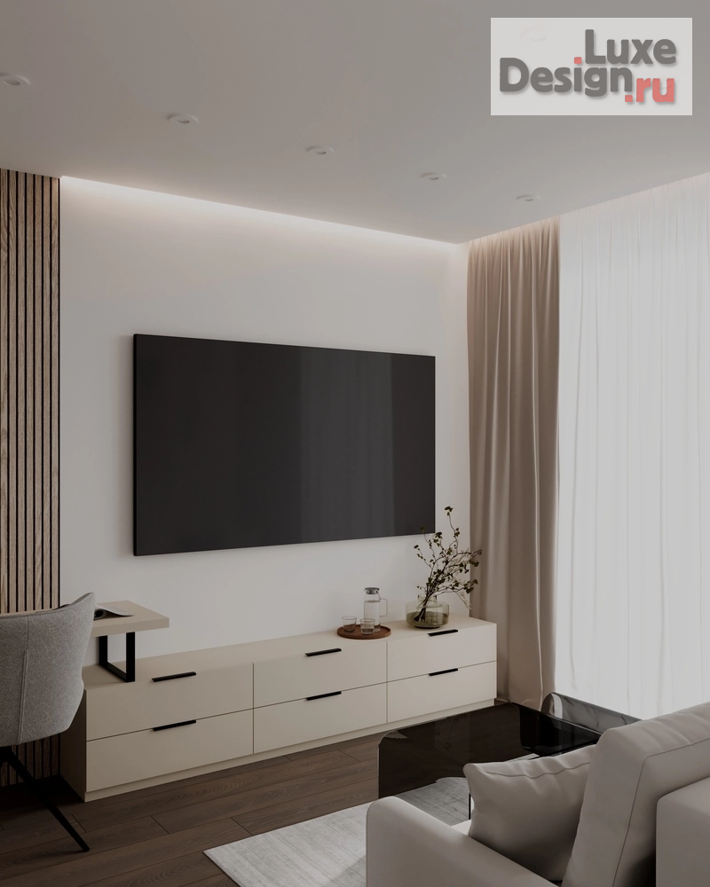 Дизайн интерьера однокомнатной квартиры "Гостиная - спальня// Дизайн студия Льва Терехова" (фото 2)