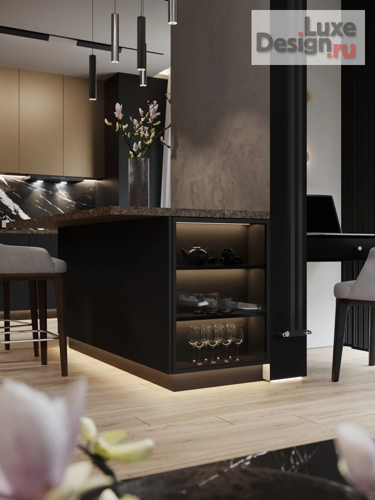 Дизайн интерьера гостиной "Двушка // совмещенная гостиная кухня // Дизайн студия Льва Терехова" (фото 8)