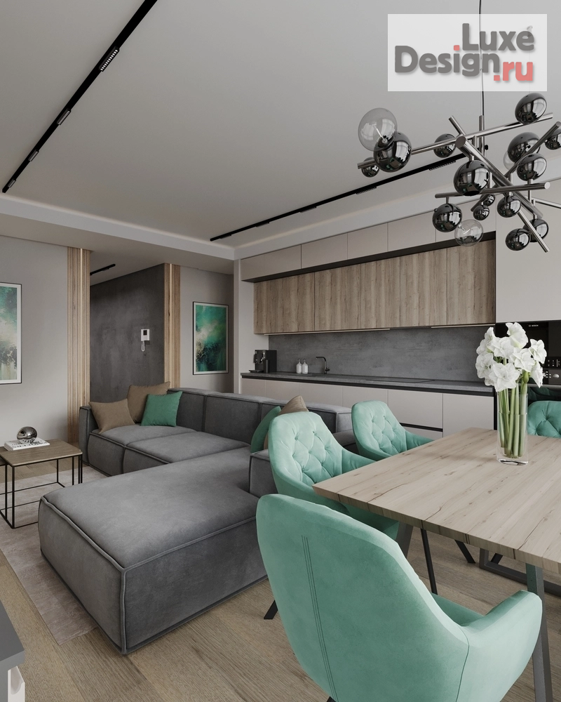 Дизайн интерьера гостиной "Дизайн интерьера квартиры "Гостиная & Кухня // Дизайн студия Льва Терехова"" (фото 1)