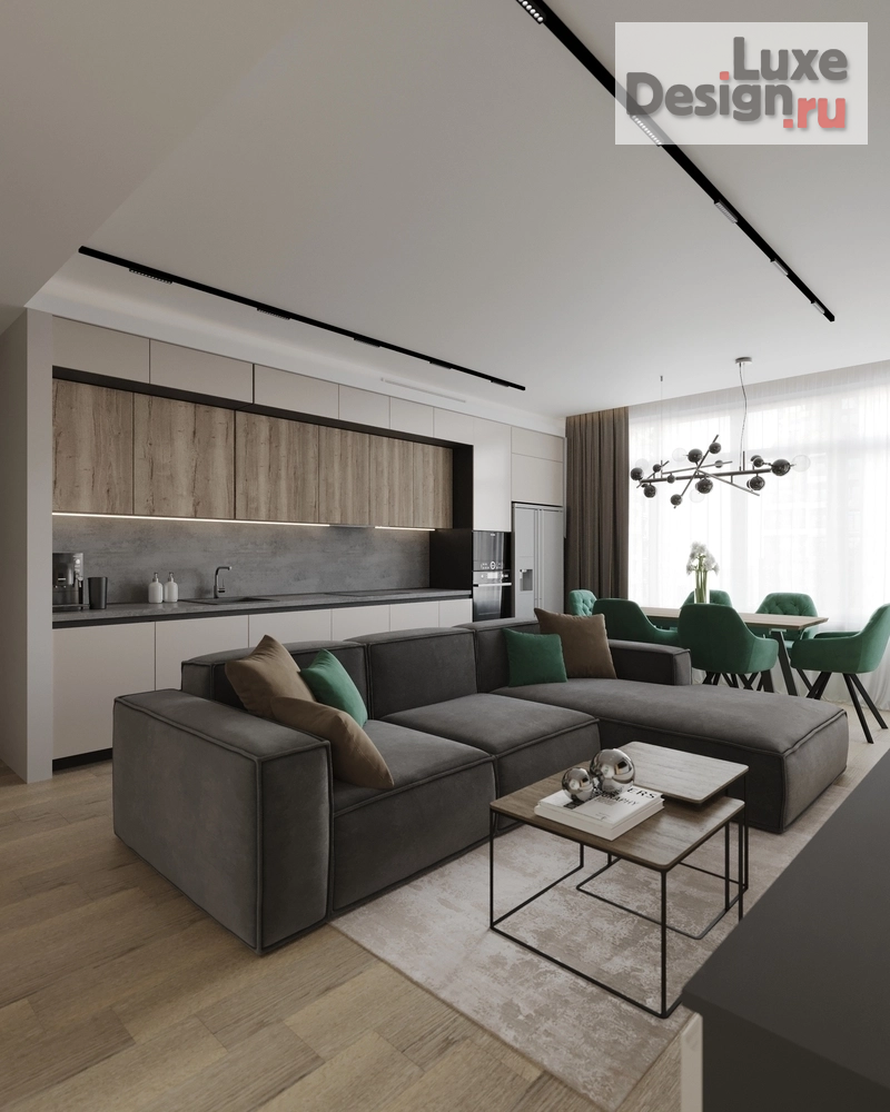 Дизайн интерьера гостиной "Дизайн интерьера квартиры "Гостиная & Кухня // Дизайн студия Льва Терехова"" (фото 2)