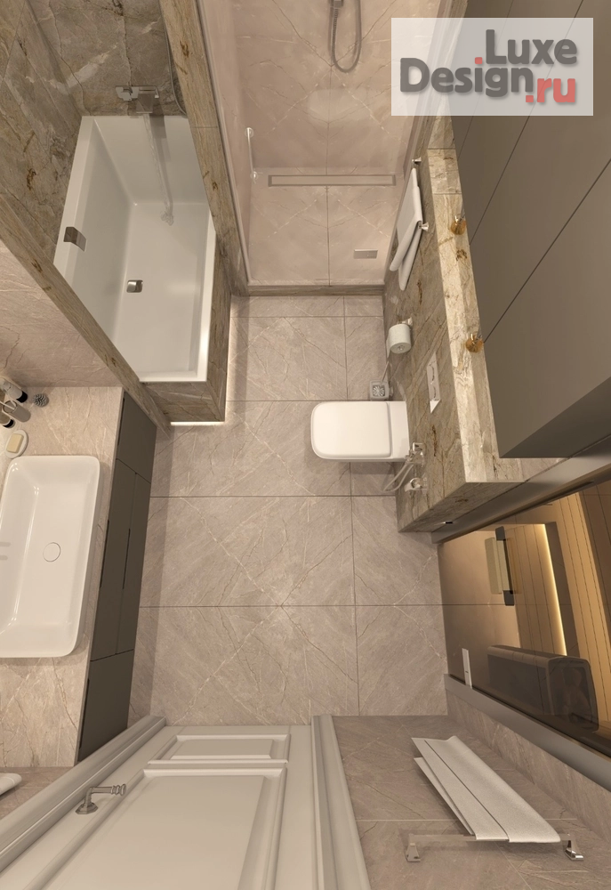 дизайн интерьера санузла "Дизайн интерьера квартиры "Санузел с сауной // Дизайн студия Льва Терехова"" (фото 2)