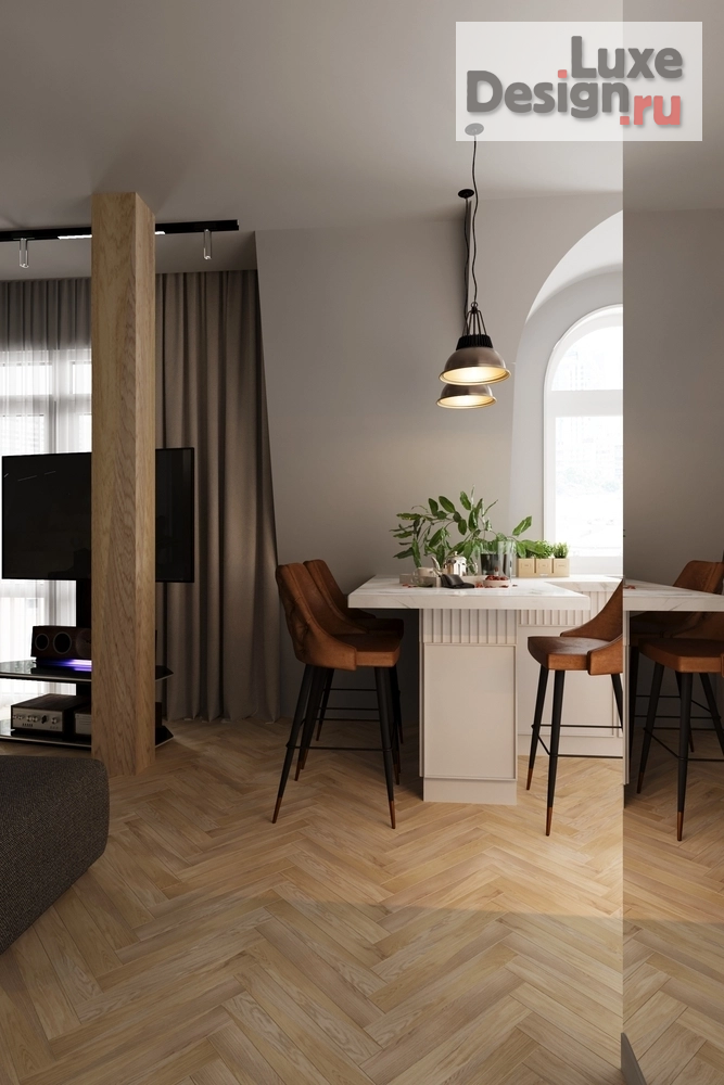 Дизайн интерьера однокомнатной квартиры "Однокомнатная квартира в двух уровнях // Дизайн студия Льва Терехова"" (фото 5)