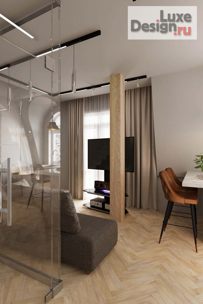 Дизайн интерьера однокомнатной квартиры "Однокомнатная квартира в двух уровнях // Дизайн студия Льва Терехова"" (фото 10)