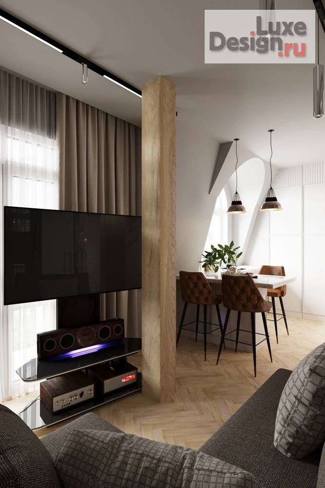 Дизайн интерьера однокомнатной квартиры "Однокомнатная квартира в двух уровнях // Дизайн студия Льва Терехова"" (фото 8)