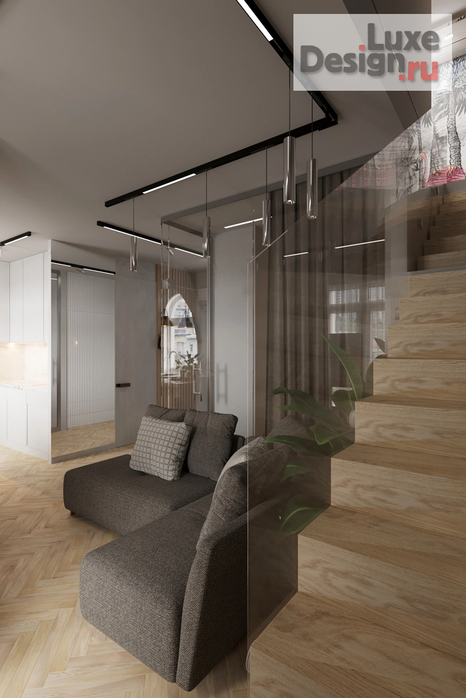 Дизайн интерьера однокомнатной квартиры "Однокомнатная квартира в двух уровнях // Дизайн студия Льва Терехова"" (фото 9)