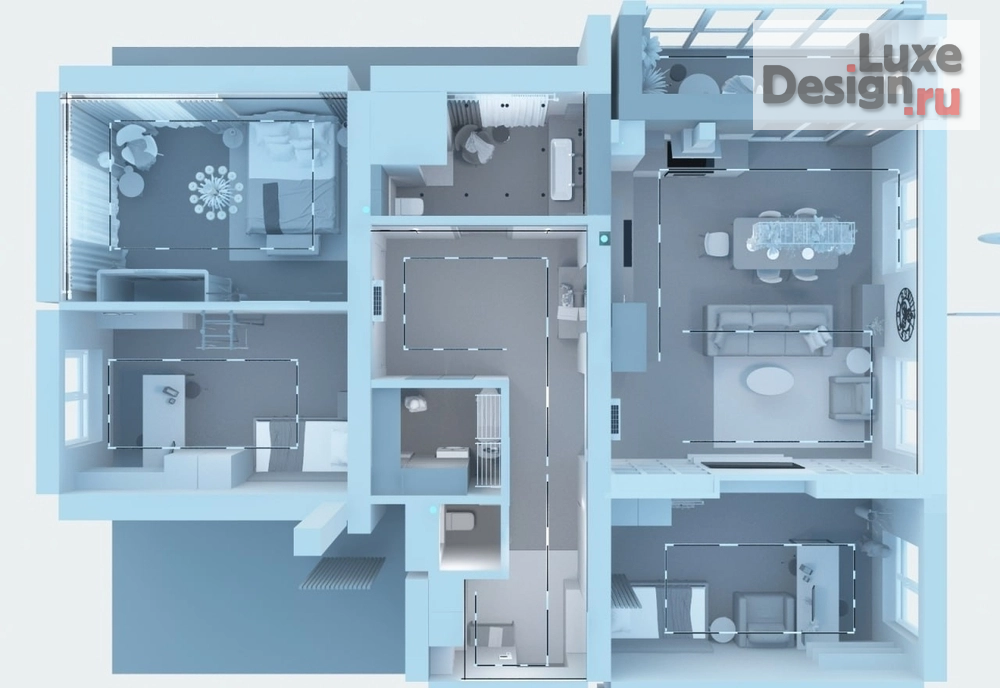 Дизайн интерьера четырехкомнатной квартиры "Черно-белый дизайн-проект // Гостиная - Кухня// Дизайн студия Льва Терехова" (фото 9)