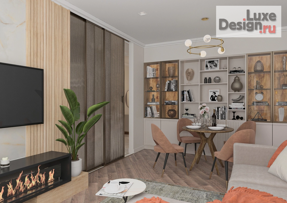 Дизайн интерьера трехкомнатной квартиры "Дизайн интерьера квартиры. г. Калининград. Кухня-гостиная." (фото 1)