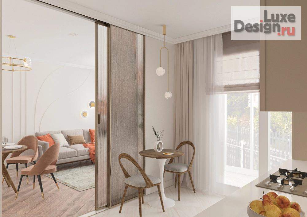 Дизайн интерьера трехкомнатной квартиры "Дизайн интерьера квартиры. г. Калининград. Кухня-гостиная." (фото 2)