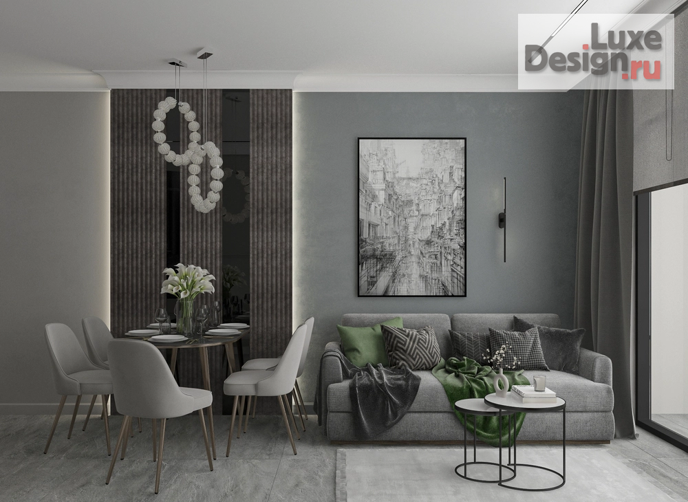 Дизайн интерьера двухкомнатной квартиры "Проект квартиры в Зеленоградске. ЖК Атлантис" (фото 2)