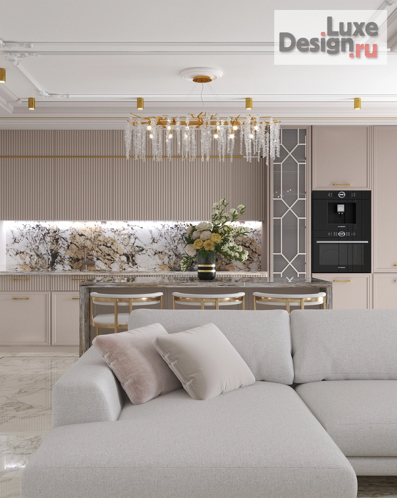 Дизайн интерьера трехкомнатной квартиры "Симфония камня и света (авторский проект студии дизайна АмарантАрт)" (фото 1)