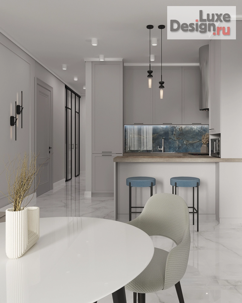 Дизайн интерьера трехкомнатной квартиры "Нюансы серого (авторский проект студии дизайна АмарантАрт)" (фото 3)