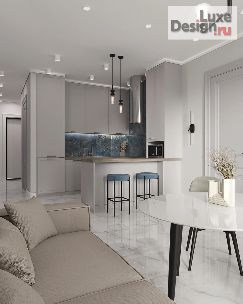 Дизайн интерьера трехкомнатной квартиры "Нюансы серого (авторский проект студии дизайна АмарантАрт)" (фото 4)