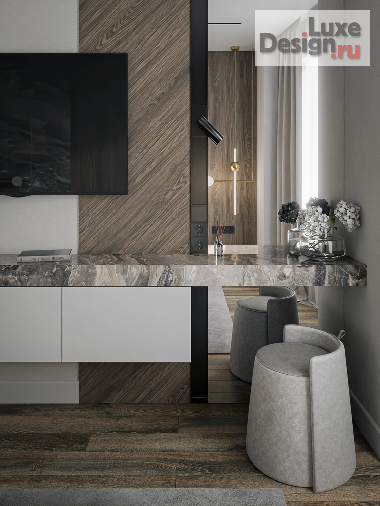 Дизайн интерьера трехкомнатной квартиры "Интерьер масте-спальни с гардеробной" (фото 3)