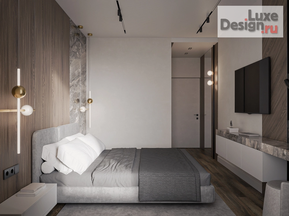 Дизайн интерьера трехкомнатной квартиры "Интерьер масте-спальни с гардеробной" (фото 5)