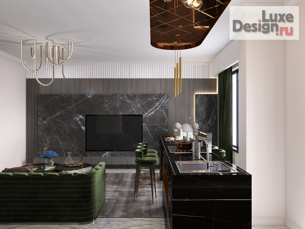 Дизайн интерьера кухни "Современный интерьер с элементами шика" (фото 3)