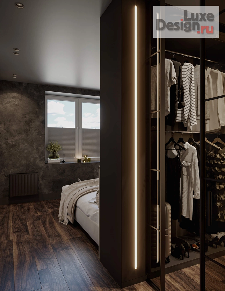 Дизайн интерьера спальни "Дизайн интерьера. Спальня для семьи, специалистов, которые работают как в офисе, так  дома. В семье ребёнок подросток. Увлекаются шахматами и спортом. В квартире 90 кв.м." (фото 3)