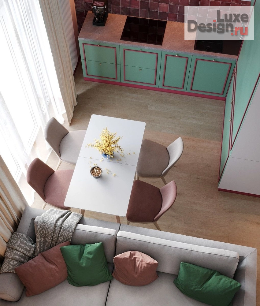 Дизайн интерьера двухкомнатной квартиры "ЖК "Рыбная деревня" - яркая квартира " (фото 6)