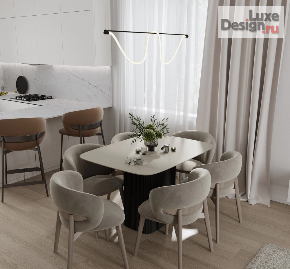 Дизайн интерьера гостиной "Визуализации кухни-гостиной из проекта двухэтажного дома" (фото 1)