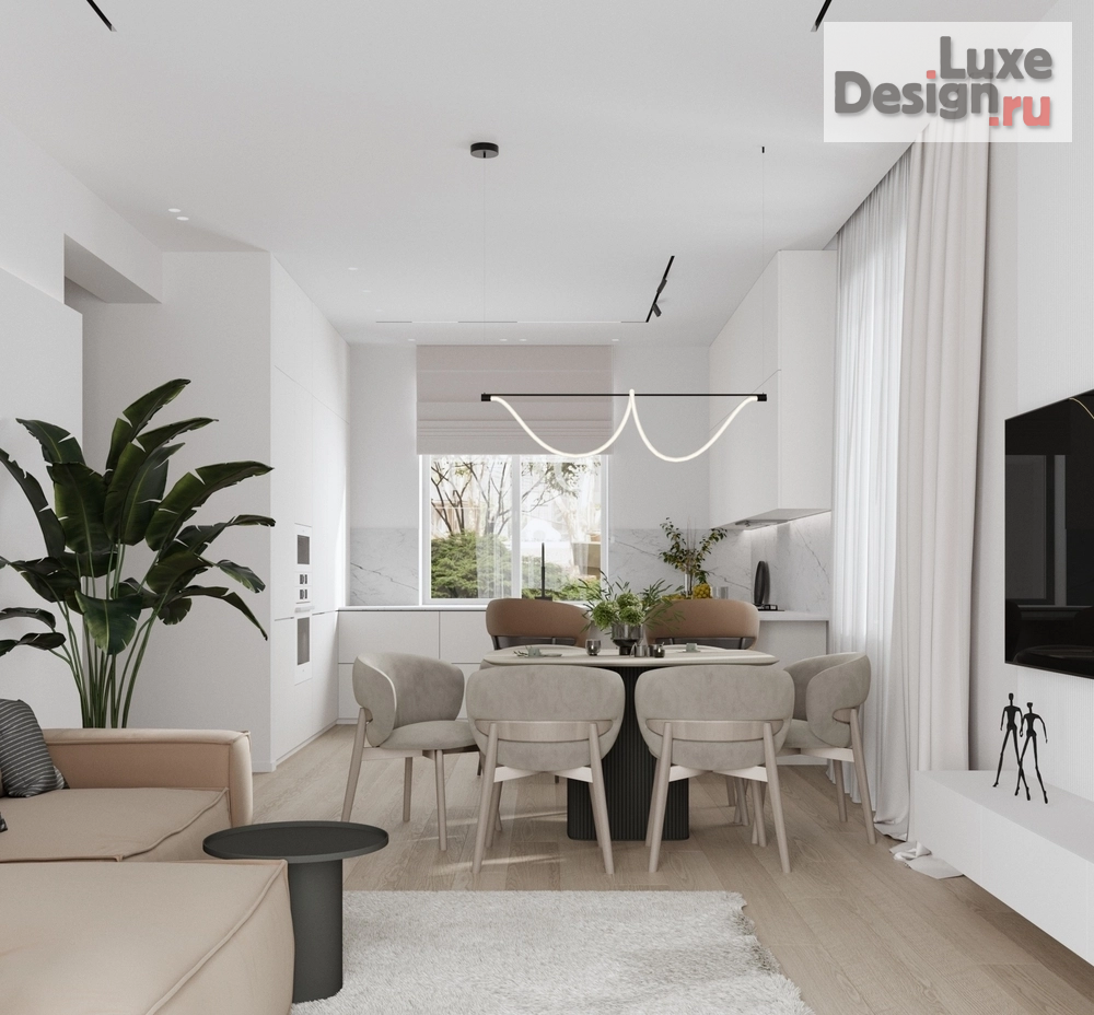 Дизайн интерьера гостиной "Визуализации кухни-гостиной из проекта двухэтажного дома" (фото 4)