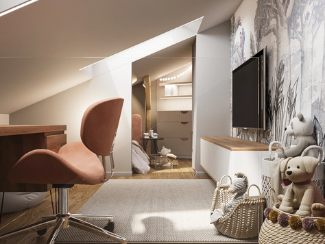 Дизайн интерьера детской в Калининграде "Дизайн интерьера детской на мансарде // Дизайн студия Льва Терехова""