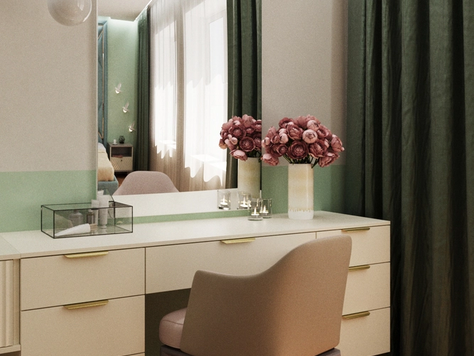 Дизайн интерьера двухкомнатной квартиры в Калининграде "Ар-деко и котики. Дизайн квартиры для молодой девушки"